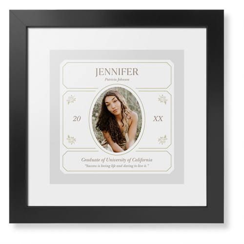 Vintage Stationery Frame Framed Print, Black, Contemporary, None, White, Single piece, 12x12, Gray