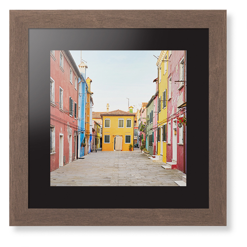 Vibrant Streets Framed Print, Walnut, Contemporary, Black, Black, Single piece, 12x12, Multicolor