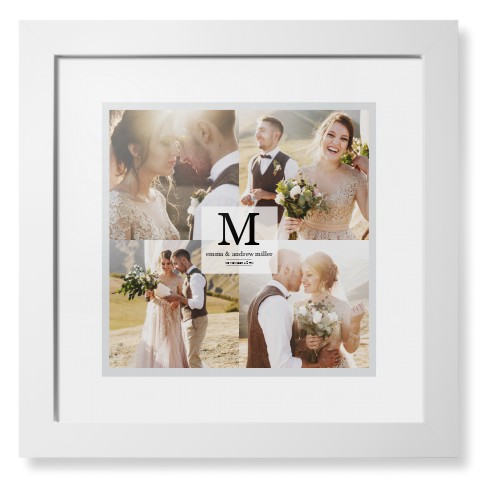 Classic Initial Framed Print, White, Contemporary, White, White, Single piece, 12x12, Gray