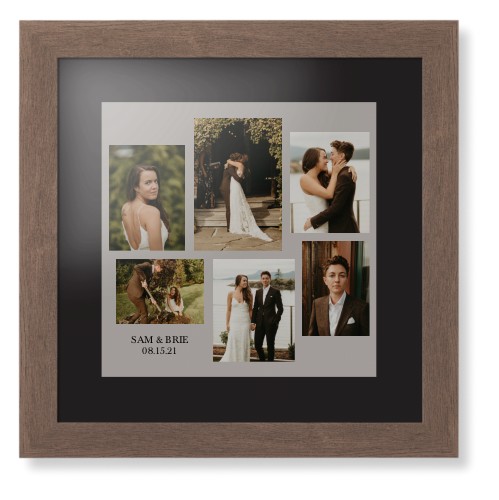 Gallery Collage of Six Framed Print, Walnut, Contemporary, None, Black, Single piece, 12x12, Multicolor, multi