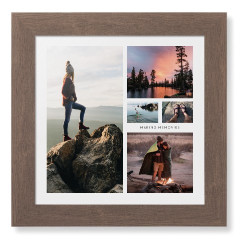 Hero Collage Framed Print, Walnut, Contemporary, None, None, Single piece, 12x12, Multicolor