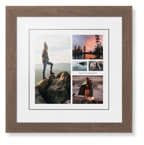 Hero Collage Framed Print, Walnut, Contemporary, Black, White, Single piece, 12x12, Multicolor