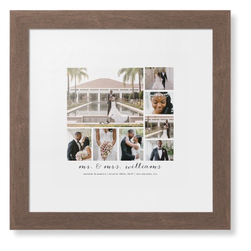 Clean Gallery Collage of Eight Framed Print, Walnut, Contemporary, White, White, Single piece, 12x12, Multicolor, multi