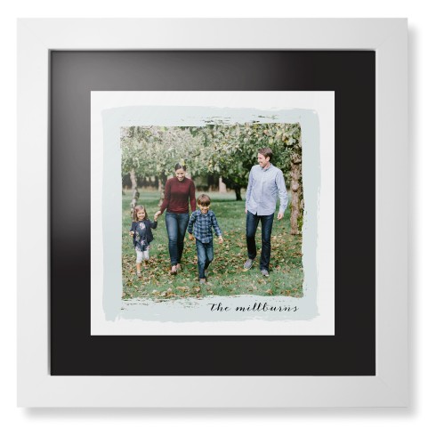 Brush Stroke Border Framed Print, White, Contemporary, Black, Black, Single piece, 12x12, Gray, air