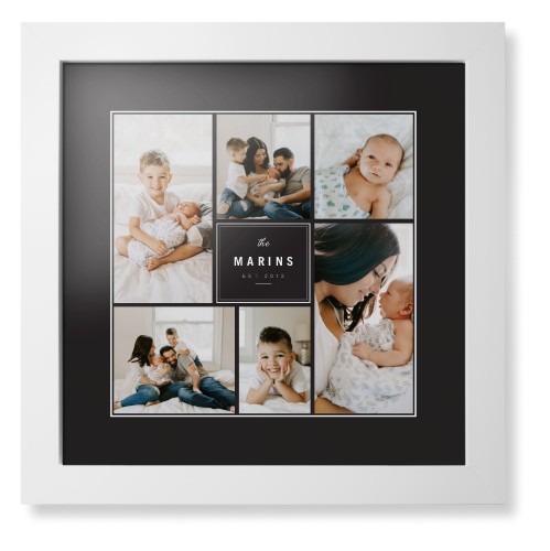 Contemporary Family Collage Framed Print, White, Contemporary, White, Black, Single piece, 12x12, Blue