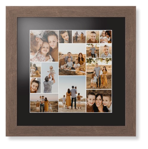 Gallery of Fifteen Framed Print, Walnut, Contemporary, White, Black, Single piece, 12x12, Multicolor, multi