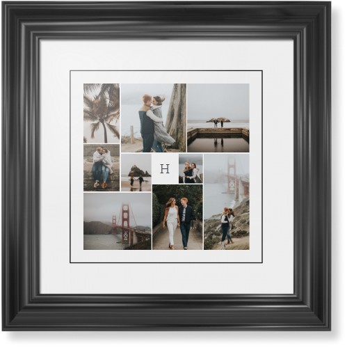 Classic Monogram Gallery of Nine Framed Print, Black, Classic, Black, White, Single piece, 12x12, Multicolor