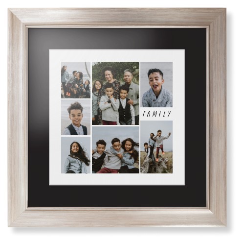 Rustic Picture Gallery Collage Of Seven Framed Print, Metallic, Modern, White, Black, Single piece, 12x12, Multicolor
