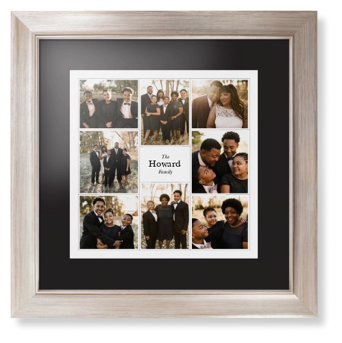Modern Family Collage Framed Print, Metallic, Modern, Black, Black, Single piece, 12x12, White, white
