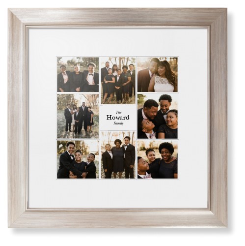Modern Family Collage Framed Print, Metallic, Modern, White, White, Single piece, 12x12, White, white