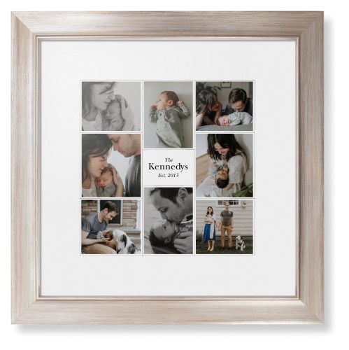 Modern Family Collage Portrait Framed Print, Metallic, Modern, None, White, Single piece, 12x12, White, white