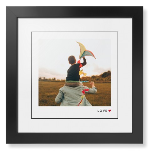 Modern Love Heart Portrait Framed Print, Black, Contemporary, Black, White, Single piece, 12x12, White, white