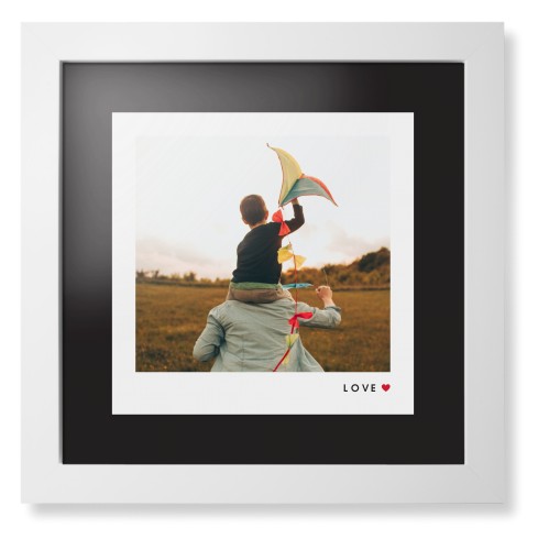Modern Love Heart Portrait Framed Print, White, Contemporary, Black, Black, Single piece, 12x12, White