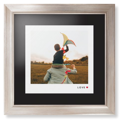 Modern Love Heart Portrait Framed Print, Metallic, Modern, Black, Black, Single piece, 12x12, White, white