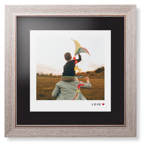 Modern Love Heart Portrait Framed Print, Rustic, Modern, None, Black, Single piece, 12x12, White, white