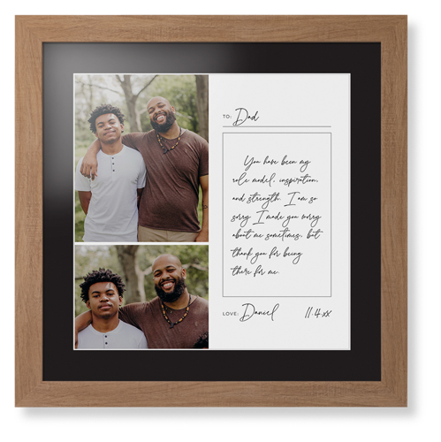 Handwritten Letter Framed Print, Natural, Contemporary, White, Black, Single piece, 16x16, White, white