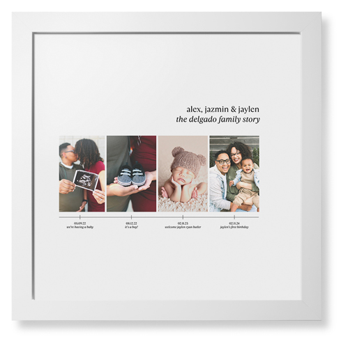 Family Timeline Framed Print, White, Contemporary, White, White, Single piece, 16x16, White, white