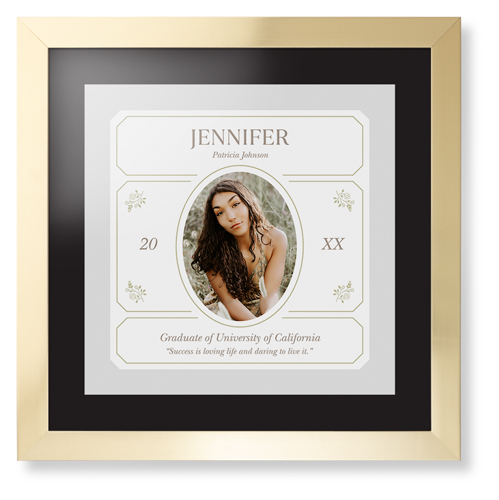 Vintage Stationery Frame Framed Print, Matte Gold, Contemporary, None, Black, Single piece, 16x16, Gray, smoke