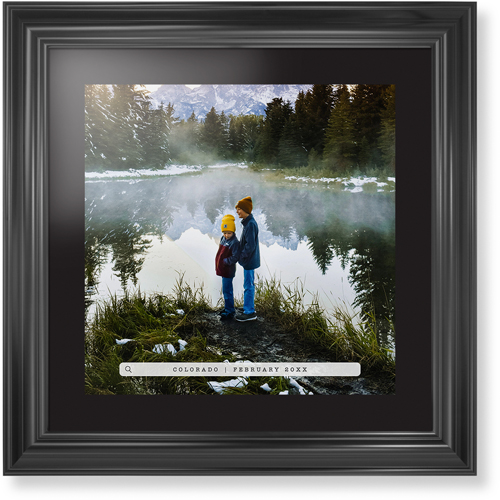 Travel Banner Portrait Framed Print, Black, Classic, Black, Black, Single piece, 16x16, Black