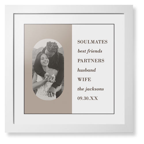 Traits of the Best Framed Print, White, Contemporary, Black, White, Single piece, 16x16, Beige