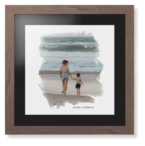 Brushed Moments Framed Print, Walnut, Contemporary, None, Black, Single piece, 16x16, White