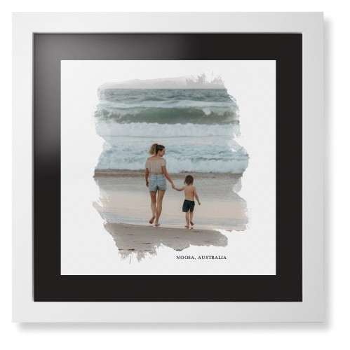 Brushed Moments Framed Print, White, Contemporary, Black, Black, Single piece, 16x16, White, white