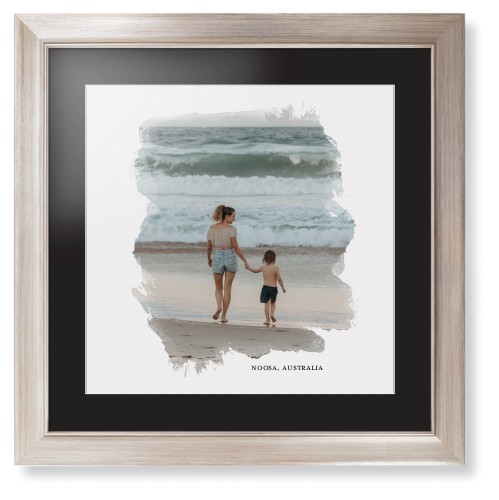 Brushed Moments Framed Print, Metallic, Modern, White, Black, Single piece, 16x16, White