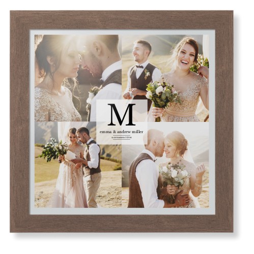 Classic Initial Framed Print, Walnut, Contemporary, None, None, Single piece, 16x16, Gray