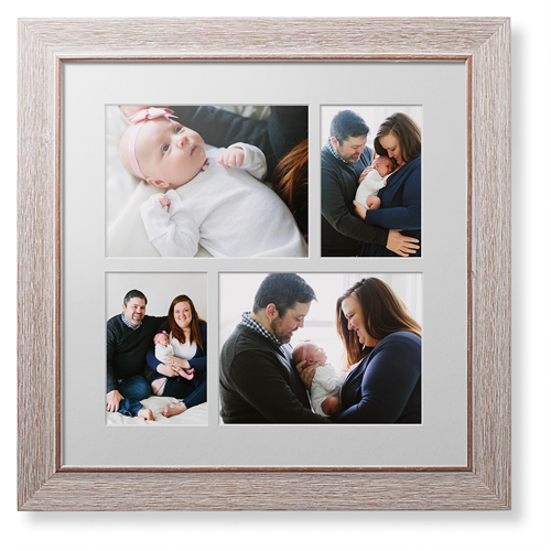 Mixed Four Up Landscape Deluxe Mat Framed Print, Rustic, Modern, White, Single piece, 16x16, White, white