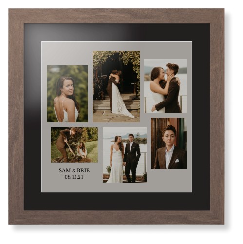 Gallery Collage of Six Framed Print, Walnut, Contemporary, White, Black, Single piece, 16x16, Multicolor, multi