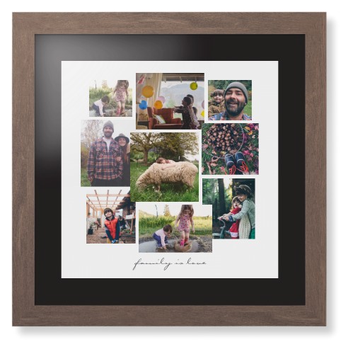 Gallery Collage of Nine Framed Print, Walnut, Contemporary, Black, Black, Single piece, 16x16, White, white