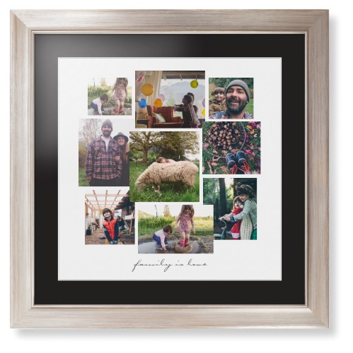 Gallery Collage of Nine Framed Print, Metallic, Modern, White, Black, Single piece, 16x16, White