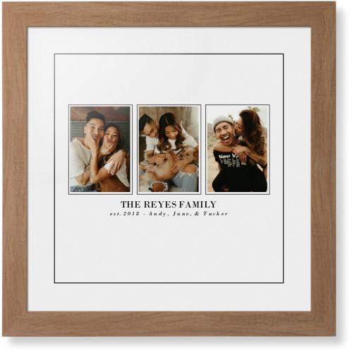 Classic Trio Framed Print, Natural, Contemporary, Black, White, Single piece, 16x16, White