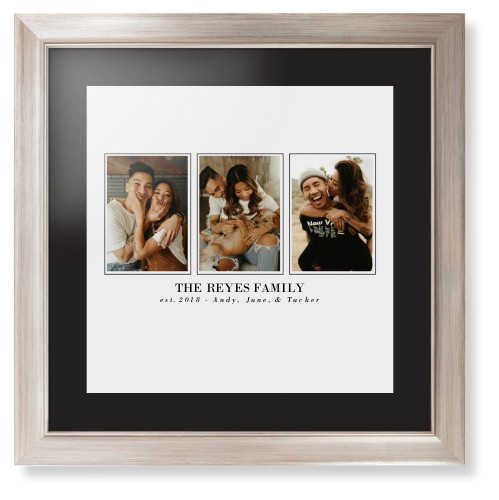 Classic Trio Framed Print, Metallic, Modern, Black, Black, Single piece, 16x16, White, white