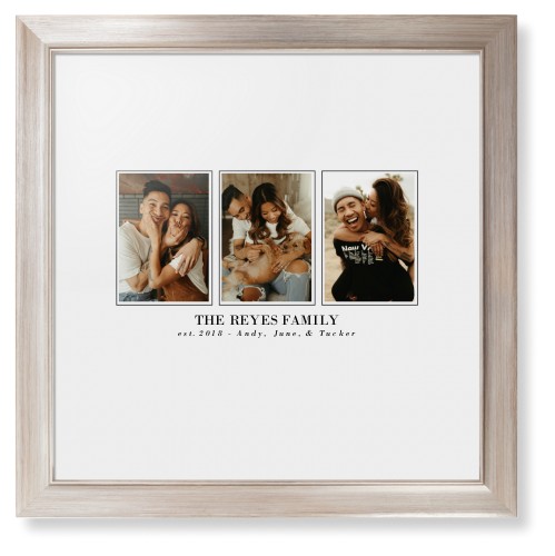 Classic Trio Framed Print, Metallic, Modern, White, White, Single piece, 16x16, White