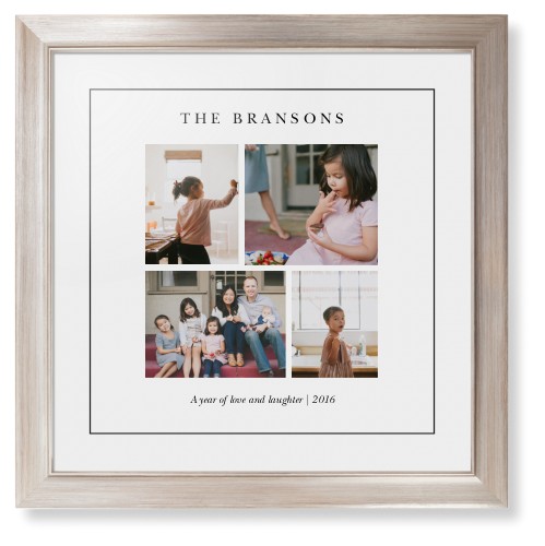 Gallery Montage of Memories Framed Print, Metallic, Modern, Black, White, Single piece, 16x16, White