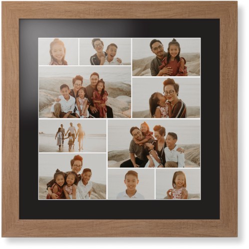 Gallery of Ten Framed Print, Natural, Contemporary, White, Black, Single piece, 16x16, Multicolor
