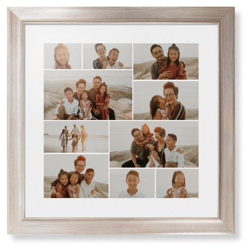 Gallery of Ten Framed Print, Metallic, Modern, White, White, Single piece, 16x16, Multicolor