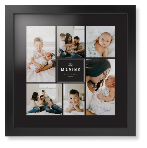 Contemporary Family Collage Framed Print, Black, Contemporary, None, Black, Single piece, 16x16, Blue, cedar