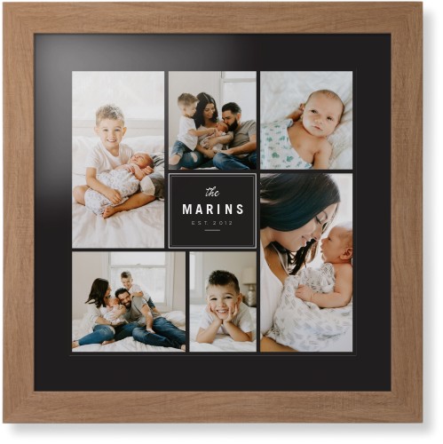 Contemporary Family Collage Framed Print, Natural, Contemporary, None, Black, Single piece, 16x16, Blue, cedar