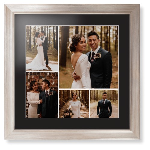 Gallery of Five Framed Print, Metallic, Modern, White, Black, Single piece, 16x16, Multicolor, multi