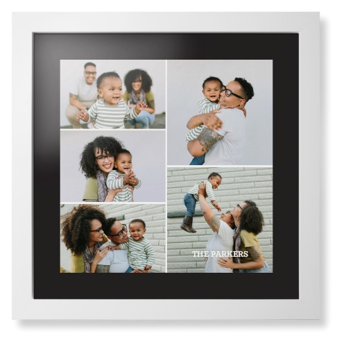 Gallery of Five Portrait Framed Print, White, Contemporary, Black, Black, Single piece, 16x16, Multicolor