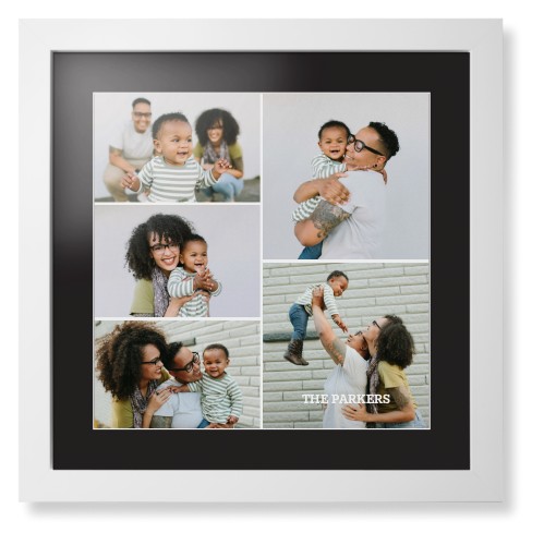 Gallery of Five Portrait Framed Print, White, Contemporary, White, Black, Single piece, 16x16, Multicolor