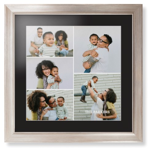 Gallery of Five Portrait Framed Print, Metallic, Modern, White, Black, Single piece, 16x16, Multicolor, multi