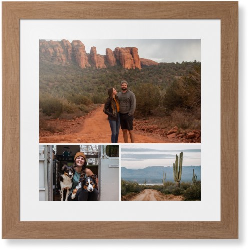 Gallery of Three Portrait Framed Print, Natural, Contemporary, None, White, Single piece, 16x16, Multicolor