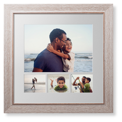 Mixed Four Up Hero Deluxe Mat Framed Print, Rustic, Modern, White, Single piece, 16x16, White, white