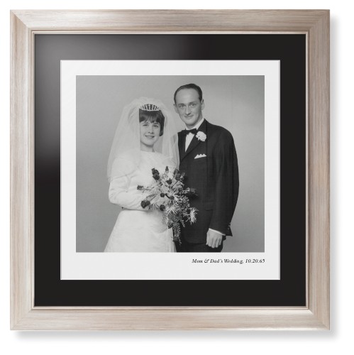 Modern Gallery of One Portrait Framed Print, Metallic, Modern, White, Black, Single piece, 16x16, Multicolor, multi