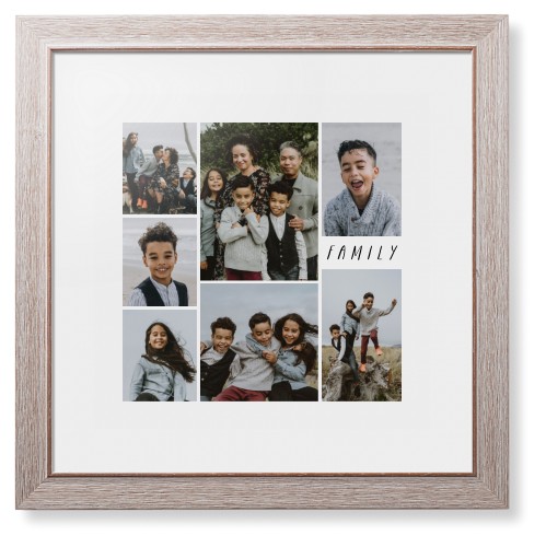 Rustic Picture Gallery Collage Of Seven Framed Print, Rustic, Modern, White, White, Single piece, 16x16, Multicolor
