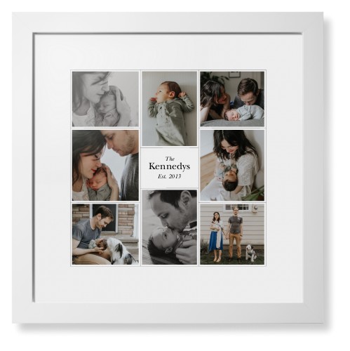Modern Family Collage Portrait Framed Print, White, Contemporary, White, White, Single piece, 16x16, White, white
