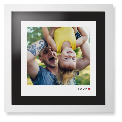 Modern Love Heart Framed Print, White, Contemporary, Black, Black, Single piece, 16x16, White, white